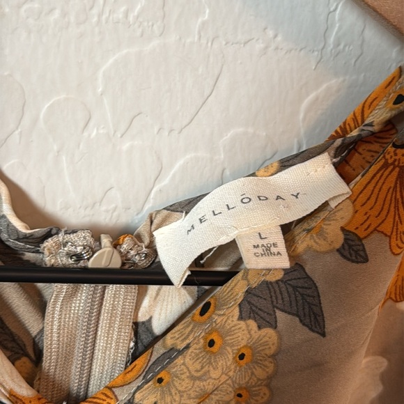 MELLODAY Ruched Sleeveless Satin Midi Dress size L - Picture 4 of 6